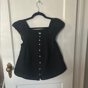 Black Button-Down Women's Top